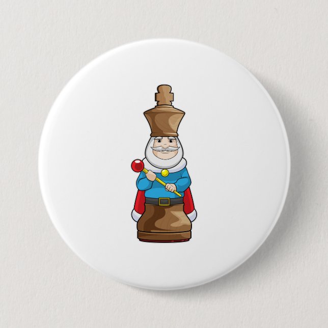 Badge Rond 7,6 Cm Échecs King Chess (Devant)