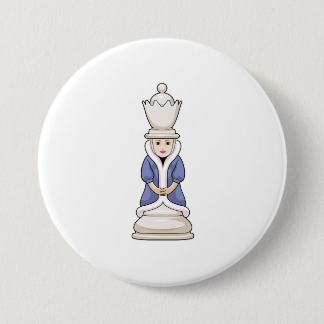 Badge Rond 7,6 Cm Échecs Queen Chess (Devant)