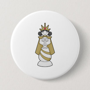 Badge Rond 7,6 Cm Échecs Queen Crown Chess