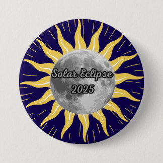 Badge Rond 7,6 Cm Éclipse solaire bleu 2025 personnalisée