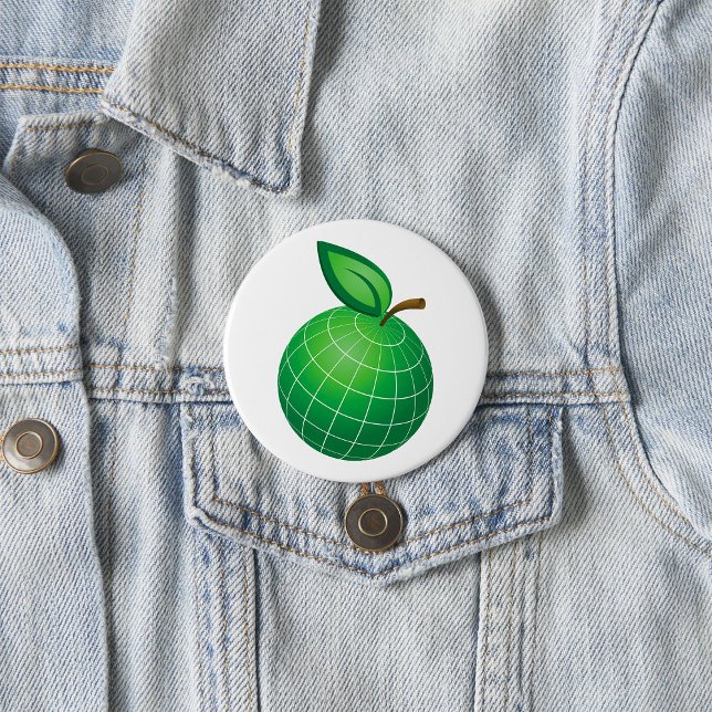 Badge Rond 7,6 Cm Eco Globe Fruit Green Earth Leaf Sphere (Créateur téléchargé)