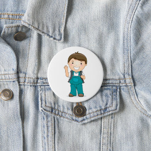 Badge Rond 7,6 Cm Écolier souriant avec cartable