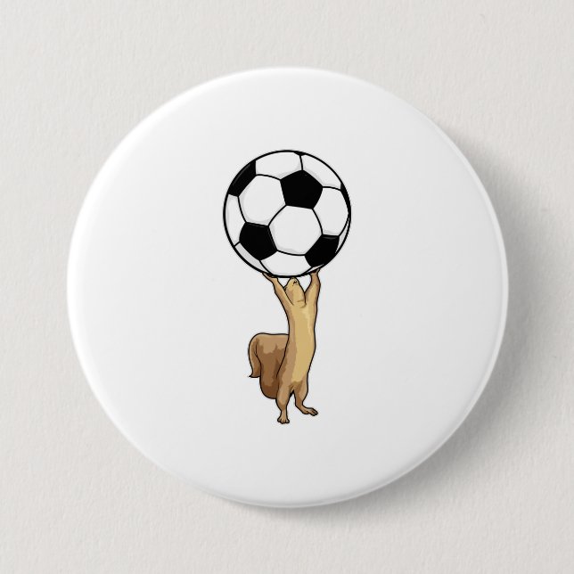 Badge Rond 7,6 Cm Écureuil avec balle de football (Devant)