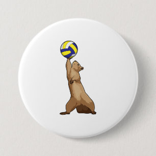 Badge Rond 7,6 Cm Écureuil avec volleyball