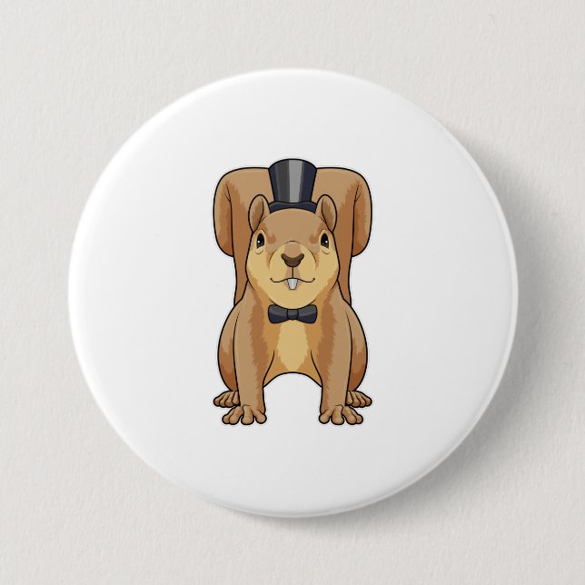 Badge Rond 7,6 Cm Écureuil en marié avec costume (Devant)