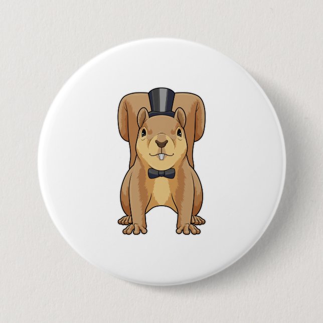 Badge Rond 7,6 Cm Écureuil marié en costume (Devant)