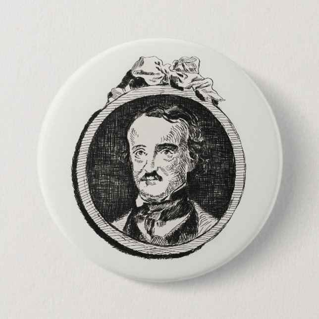 Badge Rond 7,6 Cm Edgar Allan Poe (Devant)