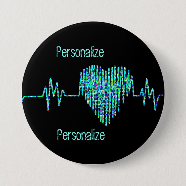 Badge Rond 7,6 Cm EKG heart medical ekg line (Devant)