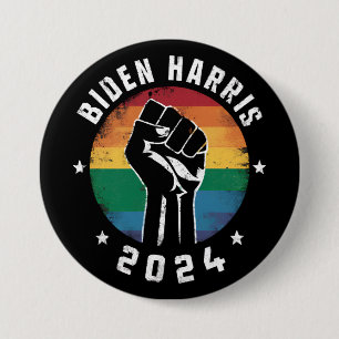 Badge Rond 7,6 Cm Élection Biden Harris 2024 LGBT Arc-en-ciel Fierté