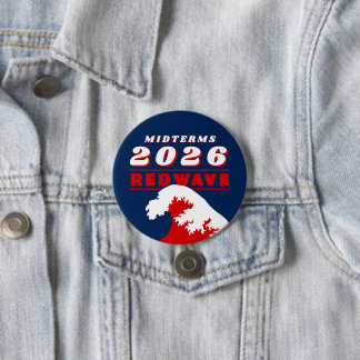 Badge Rond 7,6 Cm Élections de mi-mandat 2026 VAGUE ROUGE