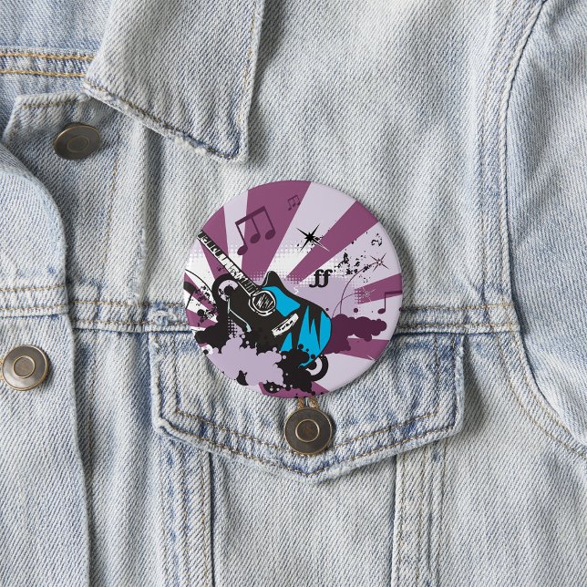 Badge Rond 7,6 Cm Electric Guitar Pop Art Music Rock Grunge (Créateur téléchargé)