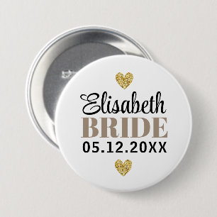 Badge Rond 7,6 Cm Elégant Coeurs de Parties scintillant moderne Pers