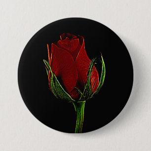 Badge Rond 7,6 Cm Élégant et romantique simple rose rouge bouton