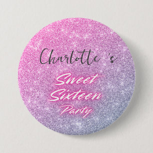 Badge Rond 7,6 Cm Elégant néon rose noir rétro Sweet 16e anniversair