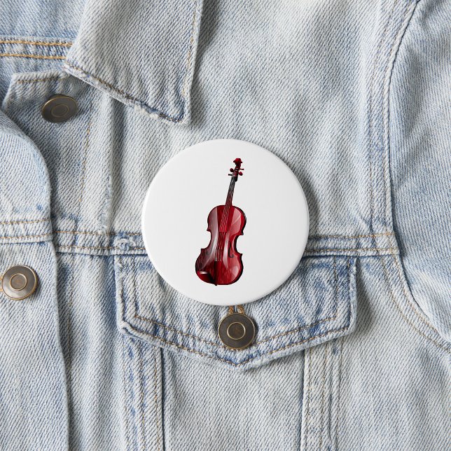 Badge Rond 7,6 Cm Elegant Red Violin Musical Instrument (Créateur téléchargé)