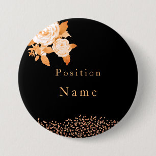 Badge Rond 7,6 Cm Élégant Rose or noir