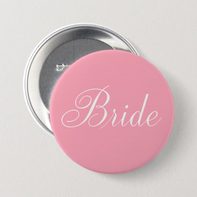 Badge Rond 7,6 Cm Élégant Script Pink Bride (Devant & derrière)