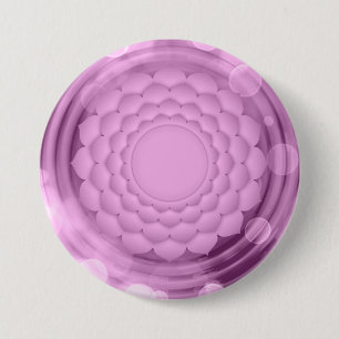 Badge Rond 7,6 Cm Élégant Violet Couronne Chakra Zen Yoga Spirituel