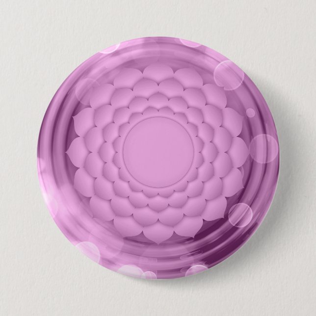 Badge Rond 7,6 Cm Élégant Violet Couronne Chakra Zen Yoga Spirituel (Devant)