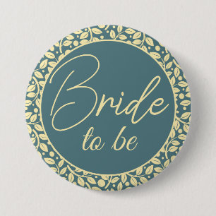 Badge Rond 7,6 Cm Élégante mariée en feuille bleue et crème pour êtr