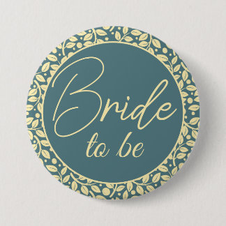 Badge Rond 7,6 Cm Élégante mariée en feuille bleue et crème pour êtr