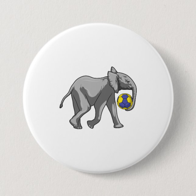 Badge Rond 7,6 Cm Elephant à Handball Sports (Devant)