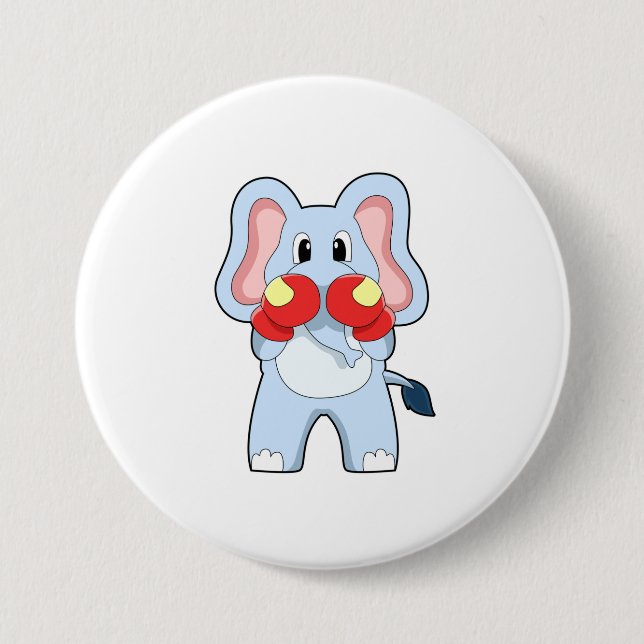 Badge Rond 7,6 Cm Eléphant à la boxe avec gants de boxe (Devant)
