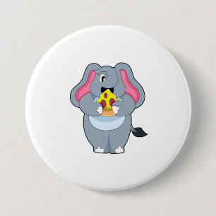 Badge Rond 7,6 Cm Eléphant à la pizza