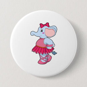 Badge Rond 7,6 Cm Eléphant au Ballet avec jupe