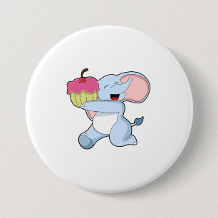 Badge Rond 7,6 Cm Eléphant au gâteau