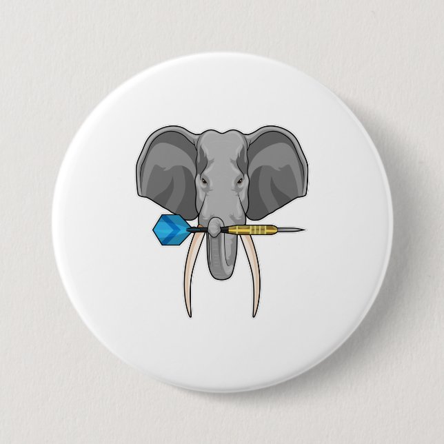Badge Rond 7,6 Cm Eléphant aux fléchettes avec fléchette (Devant)
