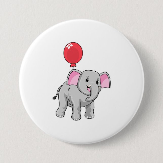 Badge Rond 7,6 Cm Eléphant avec ballon (Devant)