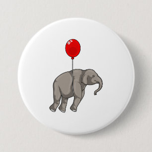 Badge Rond 7,6 Cm Eléphant avec ballon