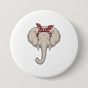 Badge Rond 7,6 Cm Eléphant avec Bandana