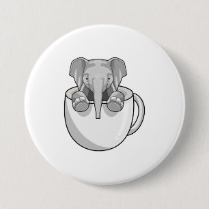 Badge Rond 7,6 Cm Elephant avec la coupe