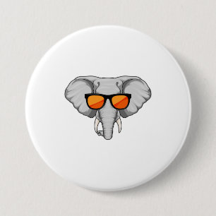 Badge Rond 7,6 Cm Eléphant avec lunettes de soleil