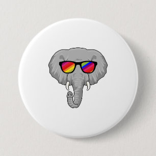 Badge Rond 7,6 Cm Eléphant avec lunettes de soleil