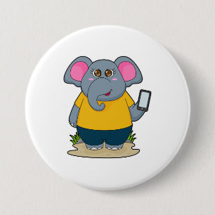 Badge Rond 7,6 Cm Eléphant avec mobile