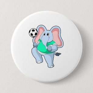 Badge Rond 7,6 Cm Elephant comme joueur de football avec Soccer.PNG