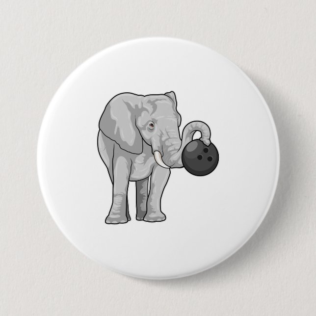 Badge Rond 7,6 Cm Éléphant de bowling (Devant)