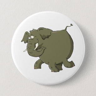 Badge Rond 7,6 Cm Éléphant Gris Mignon et Joufflu d'Animaux de la Ju