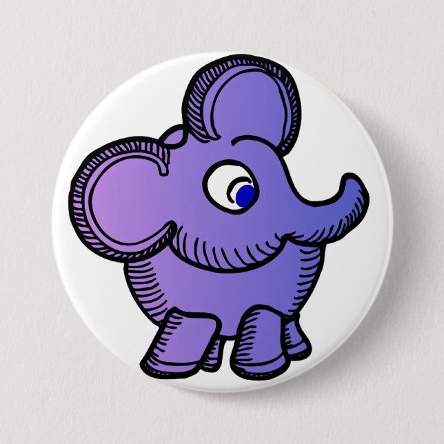Badge Rond 7,6 Cm Éléphant pourpre (Devant)