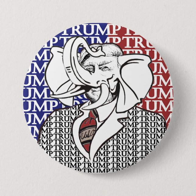Badge Rond 7,6 Cm Eléphant Trump (Devant)