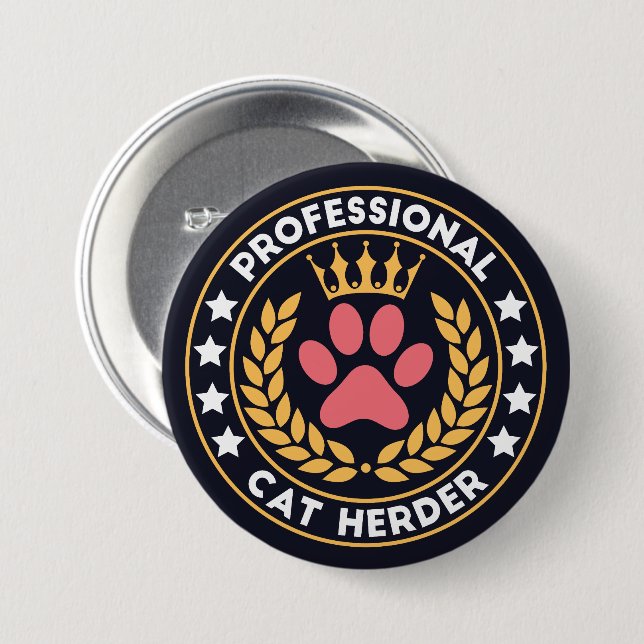 Badge Rond 7,6 Cm éleveur de chat professionnel (Devant & derrière)