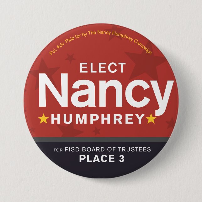 Badge Rond 7,6 Cm Élisez le bouton de Nancy (Devant)