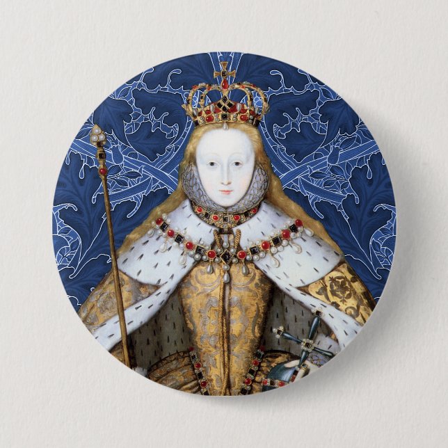 Badge Rond 7,6 Cm Elizabeth Tudor, reine d'Angleterre (Devant)