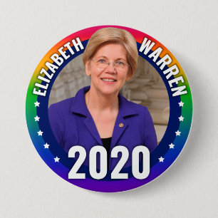 Badge Rond 7,6 Cm Elizabeth Warren 2020 - Arc en ciel Gay pride