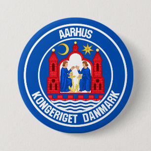 Badge Rond 7,6 Cm Emblème Arhus Round