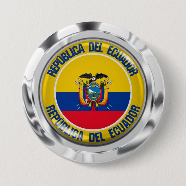 Badge Rond 7,6 Cm Emblème autour de l'Equateur (Devant)