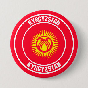 Badge Rond 7,6 Cm Emblème autour du Kirghizistan